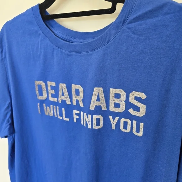 Attifit Royal Blue Dear Abs I Will Find You Graphic T-Shirt Size 2XL - Picture 3 of 5